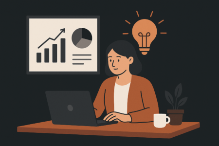 Person working at her desk